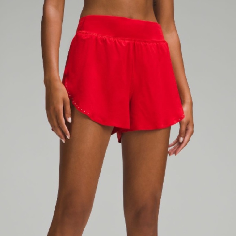 Lululemon Fast and Free Reflective High-Rise Classic-Fit Short 3" Red - Size 0